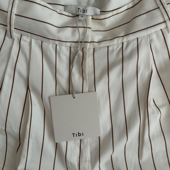 Tibi Bianca Crop Pant Ivory Multi Womens Size 6 High Waist Wide Leg Preppy - Picture 7 of 16